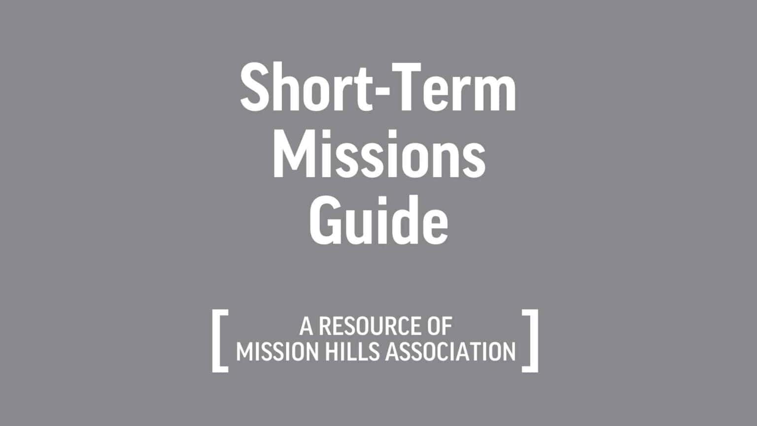 Short-Term Missions Guide